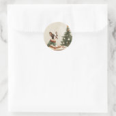 Kerstmis Boston Terrier Hond Ronde Sticker (Tas)