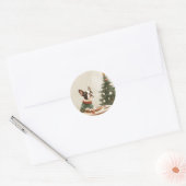 Kerstmis Boston Terrier Hond Ronde Sticker (Envelop)