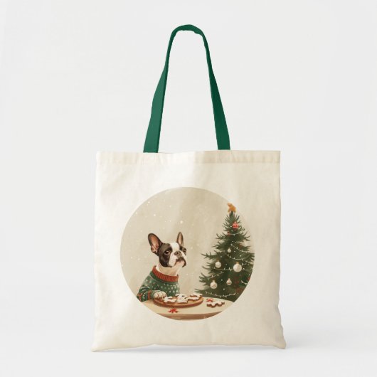 Kerstmis Boston Terrier Hond Tote Bag (Voorkant)