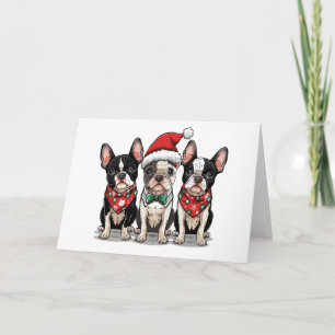 Kerstmis Boston Terrier Honden Feestdagen Kaart
