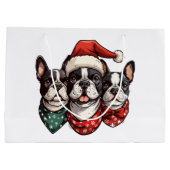 Kerstmis Boston Terrier Honden Groot Cadeauzakje (Achterkant)