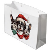 Kerstmis Boston Terrier Honden Groot Cadeauzakje (Achterkant Gekanteld)