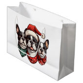 Kerstmis Boston Terrier Honden Groot Cadeauzakje (Voorkant Gekanteld)