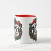 Kerstmis Boston Terrier Honden Kerstkrans Mok (Midden)