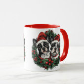Kerstmis Boston Terrier Honden Kerstkrans Mok (Voorkant rechts)