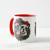 Kerstmis Boston Terrier Honden Kerstkrans Mok (Voorkant links)