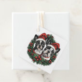 Kerstmis Boston Terrier Honden Vakantie Krans Bedankjes Labels (In situ)