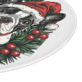 Kerstmis Boston Terrier Honden Vakantie Krans Snijplank (Hoek)