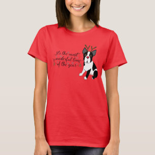 Kerstmis Boston Terrier Reindeer Dog T-shirt