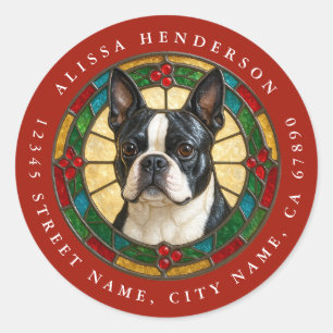 Kerstmis Boston Terrier Ronde Stickers