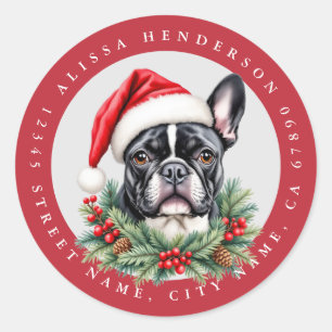 Kerstmis Boston Terrier Ronde Stickers