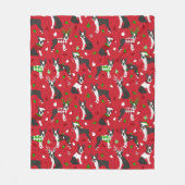 Kerstmis Boston Terrier Sherpa Blanket Fleece Deken (Voorkant)