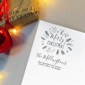 Kerstmis Botanical Wreatname Name Return Address Rubberstempel