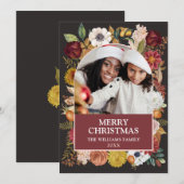 Kerstmis Botanische Bloemen 1 foto boog Feestdagenkaart (Voorkant / Achterkant)