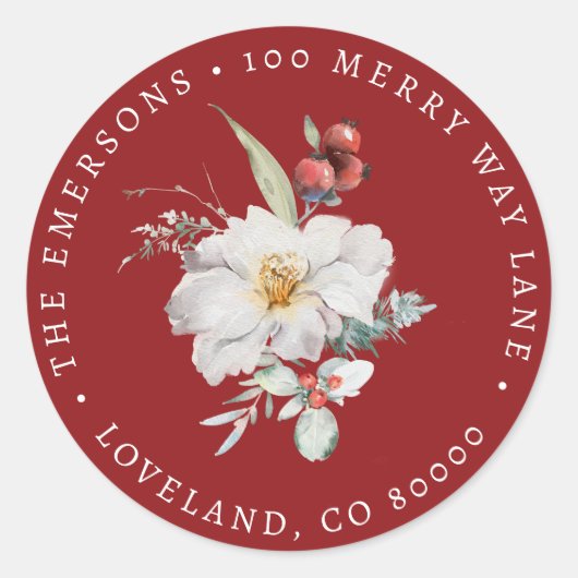 Kerstmis Botanische Envelop Seal Sticker (Voorkant)