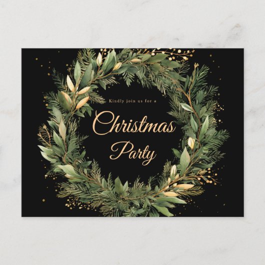 Kerstmis Botanische Feestelijke Elegante Vakantie  Uitnodiging Briefkaart (Voorkant)