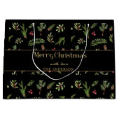 Kerstmis botanische Zwart elegante moderne familie Groot Cadeauzakje (Voorkant)