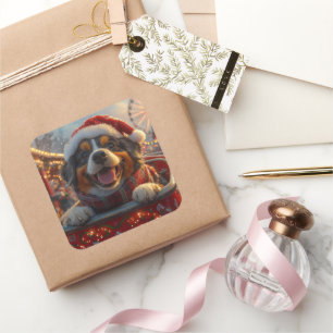 Kerstmis Bouviers des Flandres honden achtbaan Vierkante Sticker