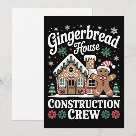 Kerstmis bouwploeg voor het maken van een huis van feestdagenkaart (Voorkant / Achterkant)