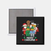 Kerstmis Bouwstenen Kerstman Elf Sneeuwman  Magneet (Voorkant / Achterkant)