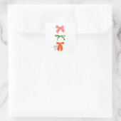 Kerstmis Bow Jolly Little Things Vierkante Sticker (Tas)