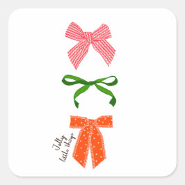 Kerstmis Bow Jolly Little Things Vierkante Sticker