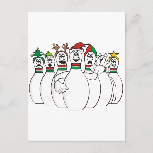 Kerstmis Bowling Pins Feestdagenkaart (Voorkant)