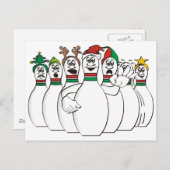 Kerstmis Bowling Pins Feestdagenkaart (Voorkant / Achterkant)