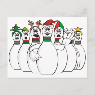Kerstmis Bowling Pins Feestdagenkaart