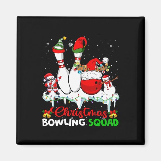 Kerstmis Bowling Squad Dabbing Santa Elf Bowling Magneet (Voorkant)