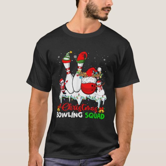 Kerstmis Bowling Squad Dabbing Santa Elf Bowling T-shirt (Voorkant)