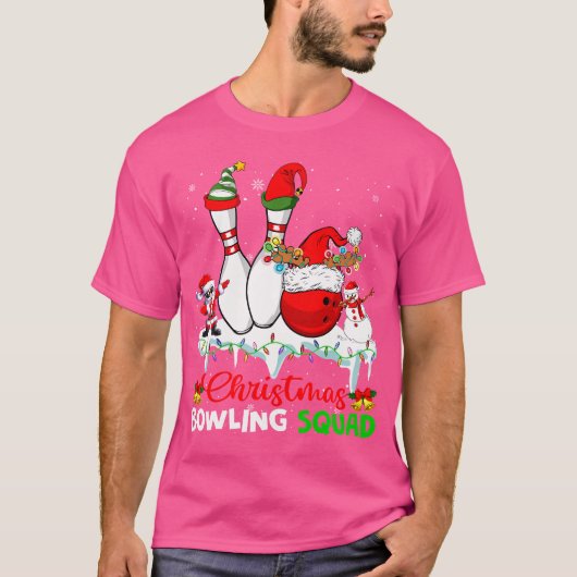 Kerstmis Bowling Squad Dabbing Santa Elf Bowling T-shirt (Voorkant)