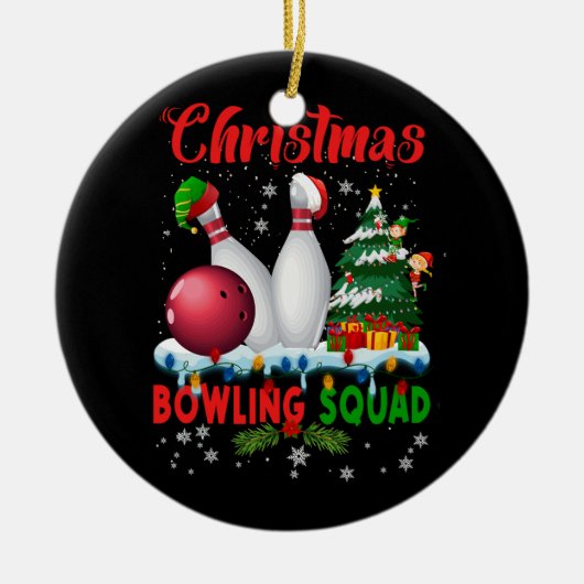 Kerstmis Bowling Squad Dabbing Santa Funny Christ Keramisch Ornament (Voorkant)