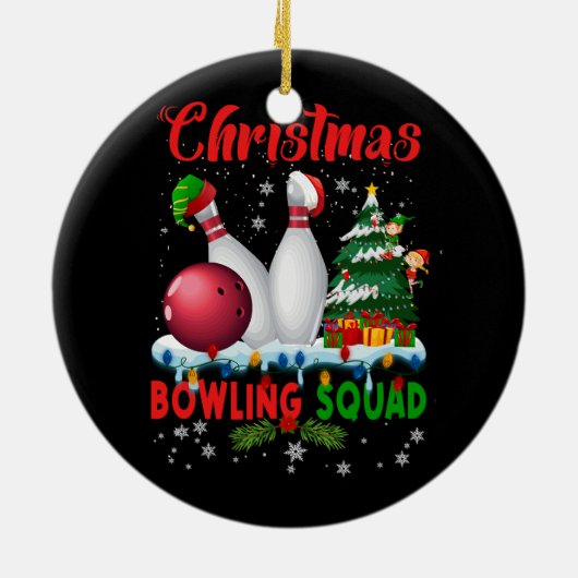 Kerstmis Bowling Squad Dabbing Santa Funny Christ Keramisch Ornament (Achterkant)
