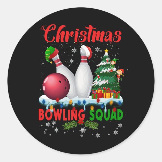 Kerstmis Bowling Squad Dabbing Santa Funny Christ Ronde Sticker (Voorkant)