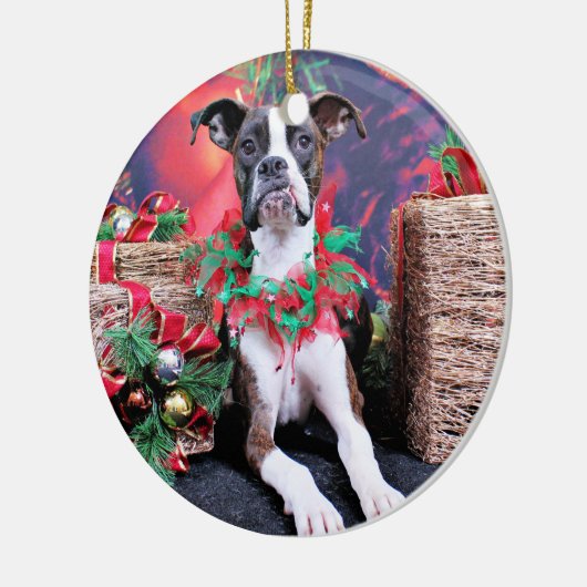 Kerstmis - Boxer - Chinno Keramisch Ornament (Links)