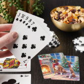 Kerstmis Boxer met Kerstvuur Kunst Pokerkaarten (Insitu)