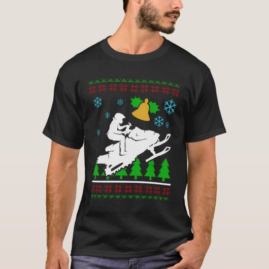 Kerstmis Braap Ugly Sweater Snowmobile Snowmobile T-shirt (Voorkant)