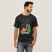 Kerstmis Brachiosaurus Dinosaur Eating A Christma T-shirt (Voorkant volledig)