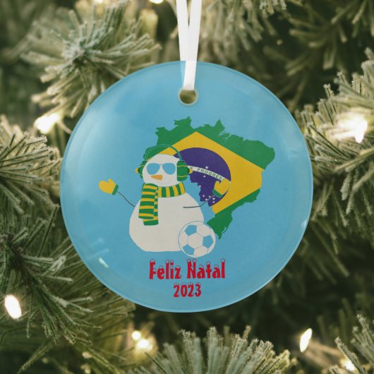 Kerstmis Braziliaanse Portugese Sneeuwman Glas Ornament (Insitu)
