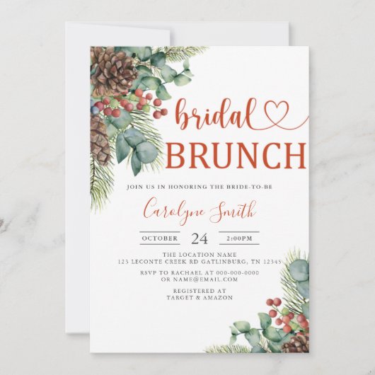 Kerstmis Bridal Brunch Uitnodiging (Voorkant)
