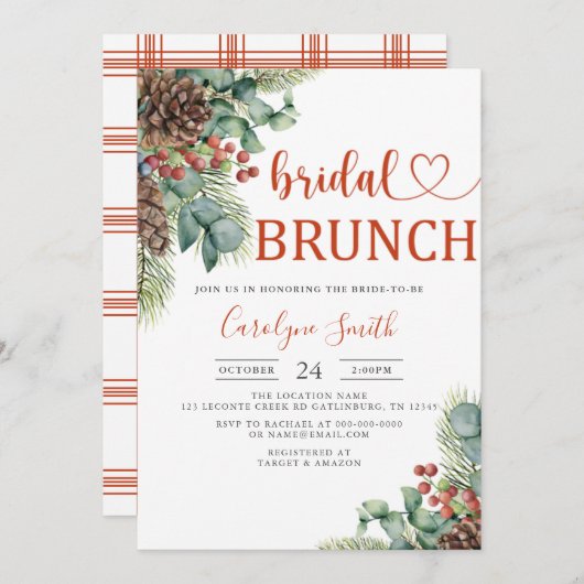 Kerstmis Bridal Brunch Uitnodiging (Voorkant / Achterkant)