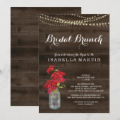 Kerstmis Bridal Brunch Uitnodiging - Poinsettia (Voorkant / Achterkant)