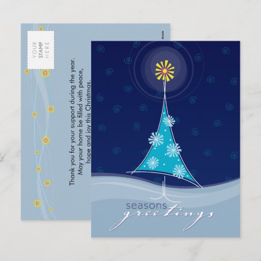 KERSTMIS BRIEFKAART :: grillige kerstboom 2P (Voorkant / Achterkant)