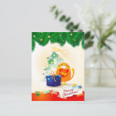 Kerstmis briefkaart met zoet katje (Staand voorkant)