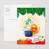 Kerstmis briefkaart met zoet katje (Voorkant / Achterkant)