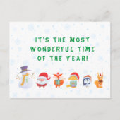 Kerstmis briefkaart van Santa en zijn diervrienden (Voorkant)