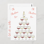 Kerstmis briefkaart voor wijndrinker (Voorkant / Achterkant)