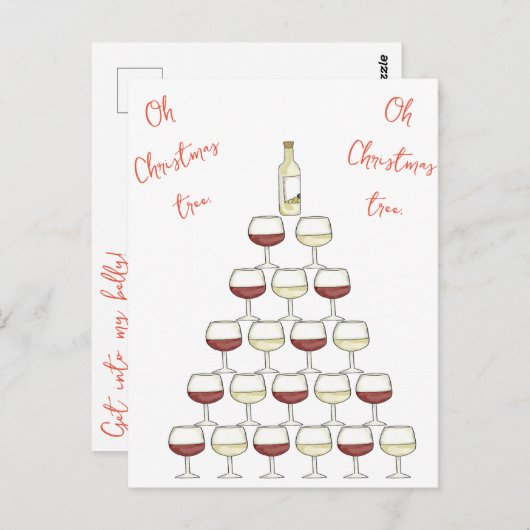 Kerstmis briefkaart voor wijndrinker (Voorkant / Achterkant)