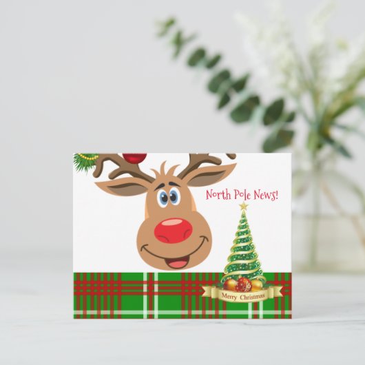 Kerstmis Briefkaarten Noordpool Reindester (Staand voorkant)